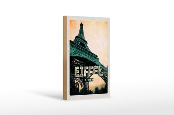 Panneau de voyage en bois 12x18cm, tour Eiffel, image rétro, décoration de destination de voyage 1