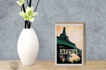 Panneau de voyage en bois 12x18cm, tour Eiffel, image rétro, décoration de destination de voyage 3
