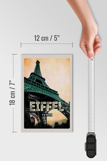 Panneau de voyage en bois 12x18cm, tour Eiffel, image rétro, décoration de destination de voyage 4