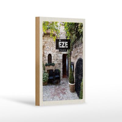 Cartel de madera viaje 12x18 cm Eze Francia casa de piedra arquitectura decoración