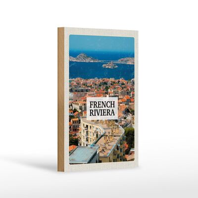 Panneau en bois voyage 12x18 cm Côte d'Azur panorama mer vacances