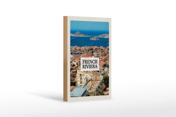 Panneau en bois voyage 12x18 cm Côte d'Azur panorama mer vacances 1