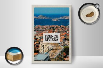 Panneau en bois voyage 12x18 cm Côte d'Azur panorama mer vacances 2