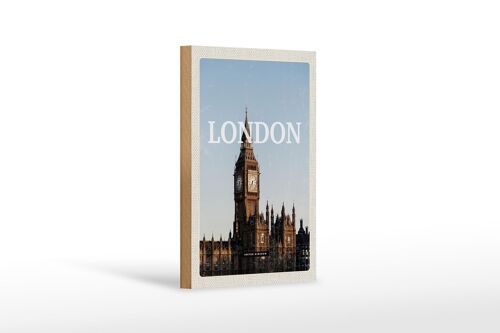 Holzschild Reise 12x18cm London UK Big Ben Glocke Geschenk Dekoration