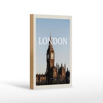 Holzschild Reise 12x18cm London UK Big Ben Glocke Geschenk Dekoration