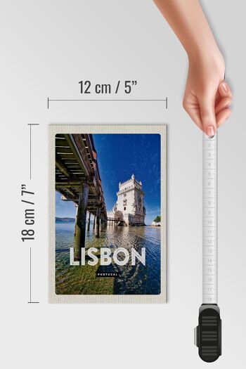 Panneau en bois voyage 12x18 cm Lisbonne Portugal destination de voyage en mer vacances 4