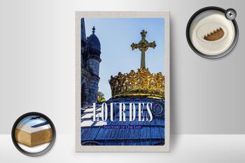 Panneau en bois voyage 12x18 cm Lourdes Sanctuaire Notre-Dame cadeau 2