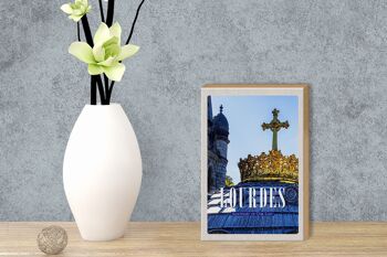 Panneau en bois voyage 12x18 cm Lourdes Sanctuaire Notre-Dame cadeau 3
