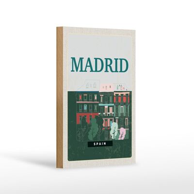 Cartel de madera viaje 12x18 cm Madrid España logros decoración retro