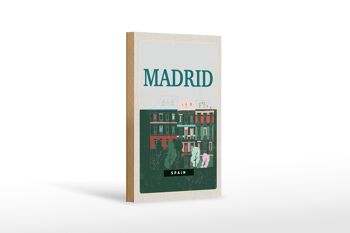 Panneau en bois voyage 12x18 cm Madrid Espagne réalisations décoration rétro 1