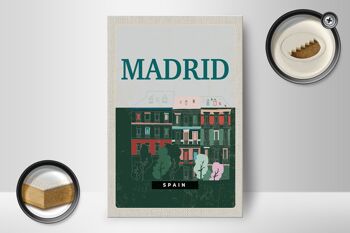Panneau en bois voyage 12x18 cm Madrid Espagne réalisations décoration rétro 2