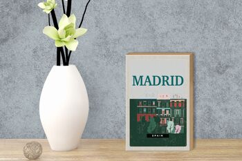 Panneau en bois voyage 12x18 cm Madrid Espagne réalisations décoration rétro 3