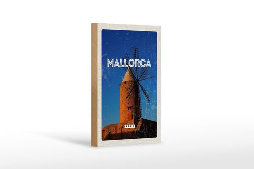 Holzschild Reise 12x18 cm Mallorca Spain Retro Windmühle Dekoration