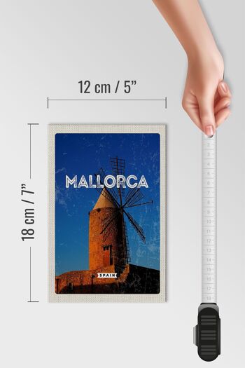 Panneau en bois voyage 12x18 cm Majorque Espagne décoration moulin à vent rétro 4