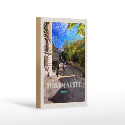 Wooden sign travel 12x18cm Montmartre Paris street sign