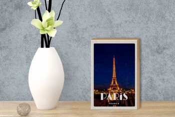 Panneau en bois voyage 12x18 cm Paris France Tour Eiffel veilleuses 3