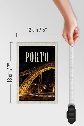 Panneau en bois voyage 12x18 cm pont de Porto Portugal décoration photo de nuit 4