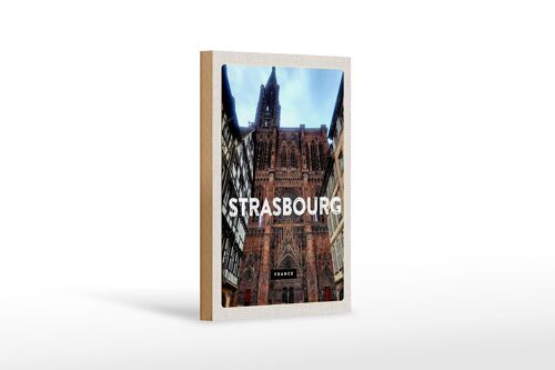 Holzschild Reise 12x18 cm Straßburg France Architektur Tourism