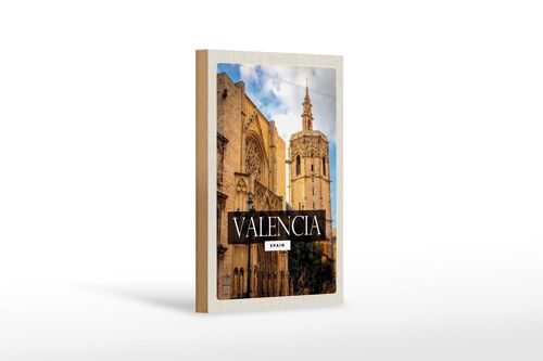 Holzschild Reise 12x18 cm Valencia Spain Architektur Tourismus