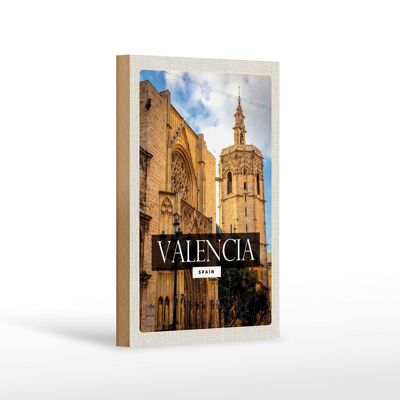 Cartello in legno da viaggio 12x18 cm Valencia Spagna architettura turismo