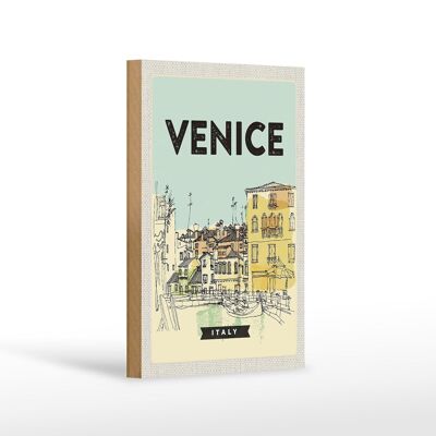 Cartello in legno da viaggio 12x18 cm Venezia Italia immagine pittoresca regalo