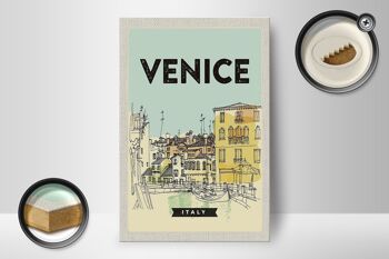 Panneau en bois voyage 12x18cm Venise Italie image pittoresque cadeau 2