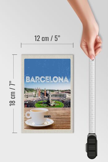 Panneau en bois voyage 12x18 cm Barcelone Espagne panorama photo café 4