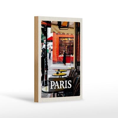 Cartel de madera Viaje 12x18 cm París Café Restaurante Destino Decoración
