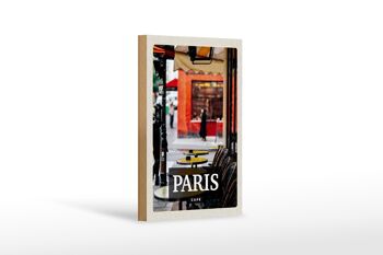Panneau en bois Voyage 12x18 cm Paris Café Restaurant Destination Décoration 1