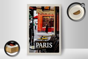 Panneau en bois Voyage 12x18 cm Paris Café Restaurant Destination Décoration 2