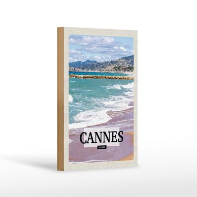 Holzschild Reise 12x18 cm Cannes France Meer Strand Geschenk