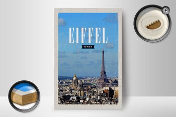 Panneau en bois voyage 12x18 cm Tour Eiffel panoramique destination voyage 2