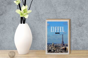 Panneau en bois voyage 12x18 cm Tour Eiffel panoramique destination voyage 3