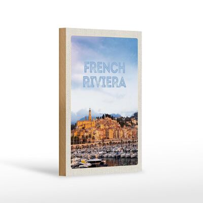 Cartel de madera viaje 12x18 cm Riviera Francesa cuadro panorámico regalo