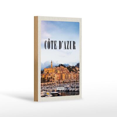 Panneau en bois voyage 12x18 cm Côte d'Azur France décoration photo panoramique