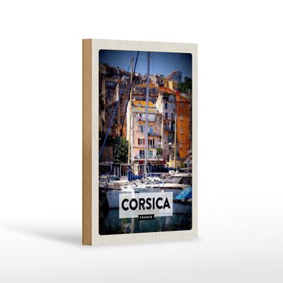 Wooden sign travel 12x18 cm Corsica France holiday destination gift