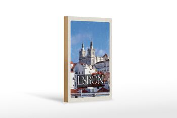 Panneau en bois voyage 12x18 cm Lisbonne Portugal architecture destination de voyage 1