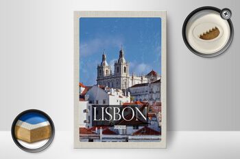Panneau en bois voyage 12x18 cm Lisbonne Portugal architecture destination de voyage 2