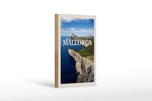 Holzschild Reise 12x18 cm Mallorca Spain Meer Berge Retro Dekoration