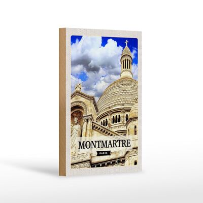 Cartello in legno da viaggio 12x18 cm Regalo architettura Montmartre Parigi