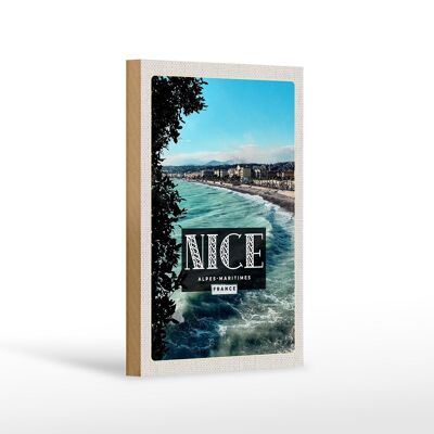 Cartello in legno da viaggio 12x18 cm Luogo di vacanza Nizza Alpi Marittime Francia