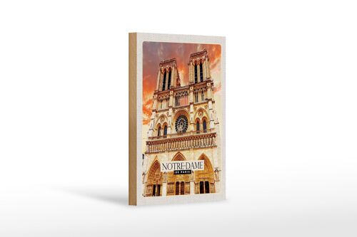 Holzschild Reise 12x18 cm Notre-Dame de Paris Architektur Kunst