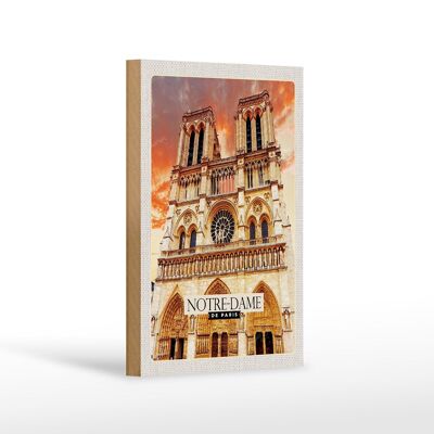 Holzschild Reise 12x18 cm Notre-Dame de Paris Architektur Kunst