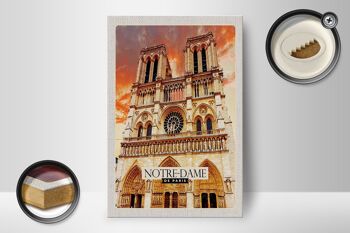 Panneau en bois voyage 12x18 cm Notre-Dame de Paris architecture art 2