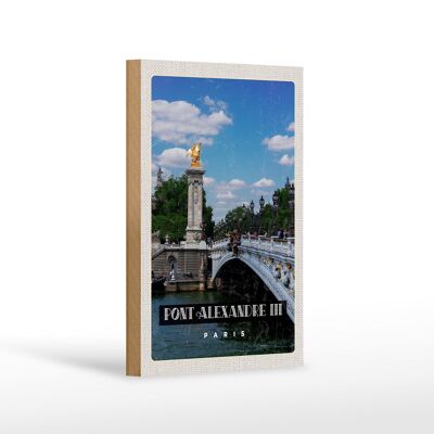 Panneau de voyage en bois 12x18 cm Pont Alexandre III Paris Tourisme