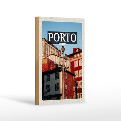 Cartel de madera viaje 12x18cm Porto Portugal casco antiguo decoración turística