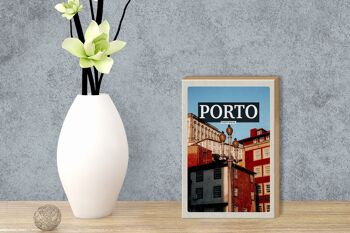 Panneau en bois voyage 12x18cm Porto Portugal décoration touristique vieille ville 3