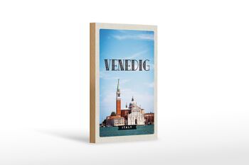 Panneau en bois voyage 12x18 cm Venise Italie affiche de vacances touristique 1