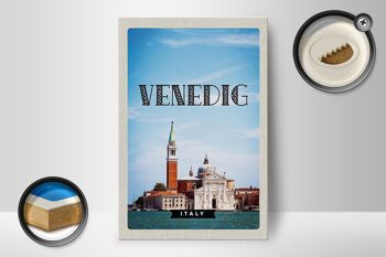 Panneau en bois voyage 12x18 cm Venise Italie affiche de vacances touristique 2