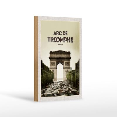 Cartel de madera viaje 12x18 cm Arco de Triunfo París cuadro retro decoración